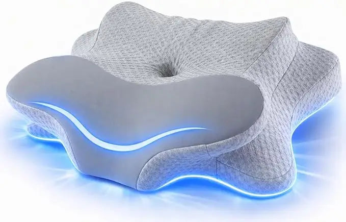 Cervical Pillow with Dual Height Neck Alignment Support Contoured Memory Foam Pillow