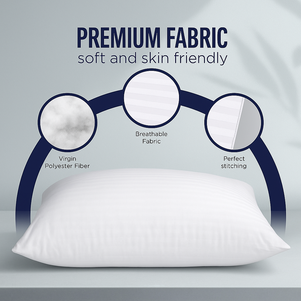 Set of 2 (White),Hotel Pillows, Cooling Pillow for Side, Back or Stomach Sleepers
