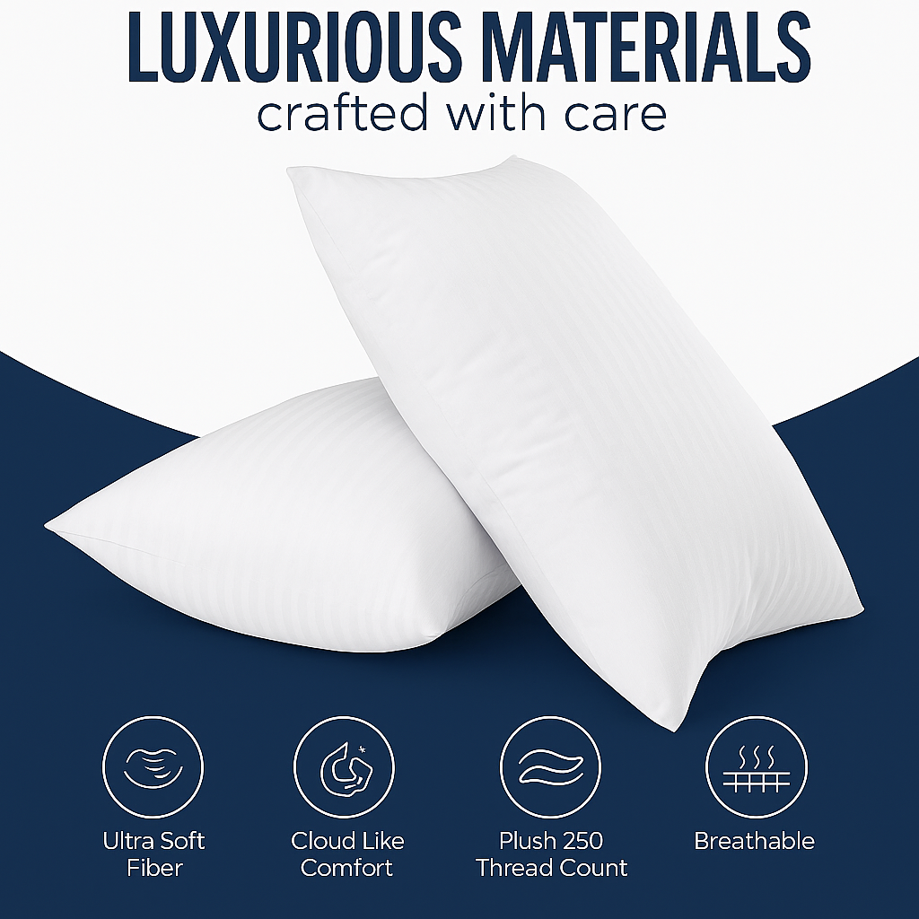 Set of 2 (White),Hotel Pillows, Cooling Pillow for Side, Back or Stomach Sleepers