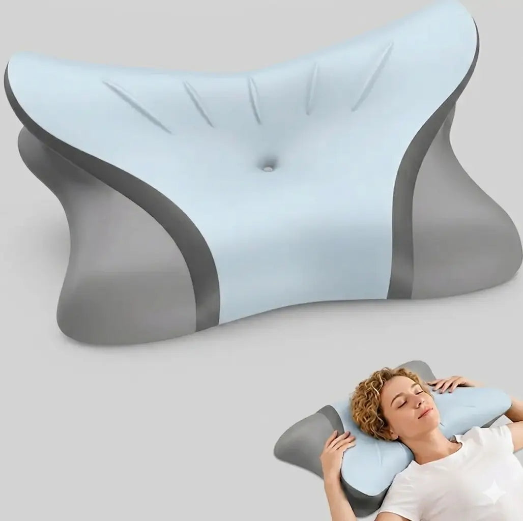 Contour Memory Foam Cooling Pillow - Blue