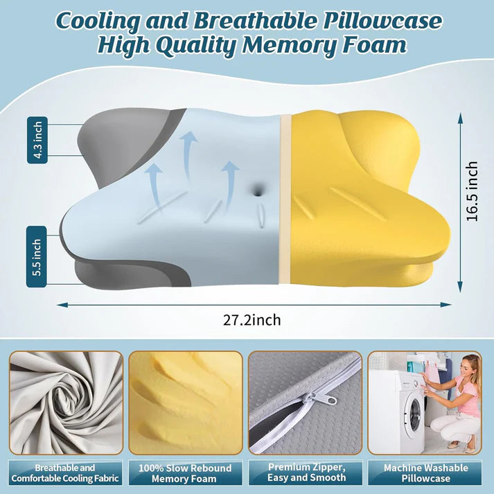 Contour Memory Foam Pillow with Cooling & Breathable Pillowcase