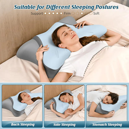 Contour Memory Foam Pillow with Cooling Cover (with Different Sleeping Postures)
