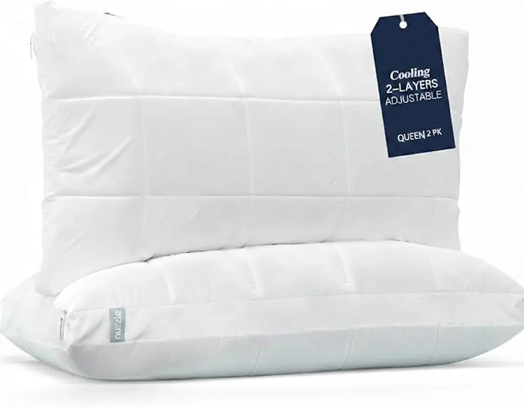 Cooling Adjustable Bed Pillows Queen Size Set of for Back Stomach or Side Sleepers
