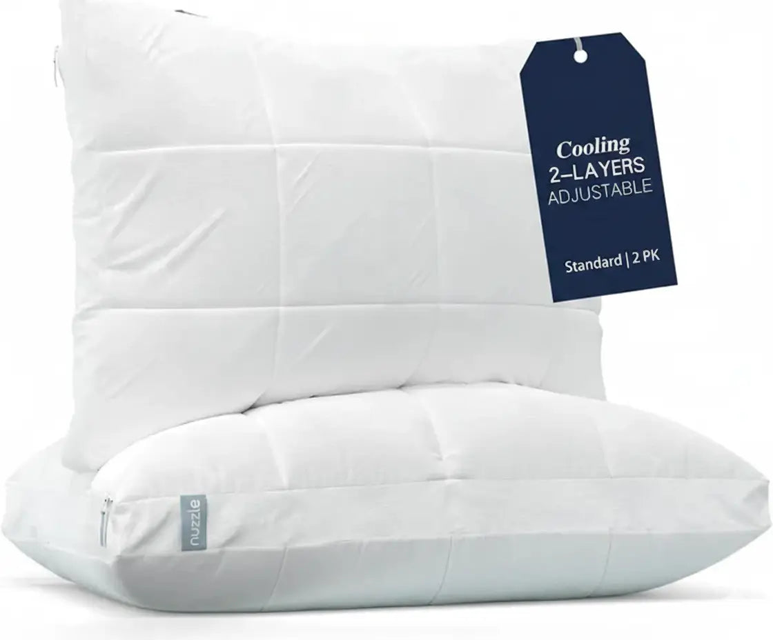 Cooling Adjustable Bed Pillows Standard Size Set of 2 for Back Stomach or Side Sleepers 42d17acd