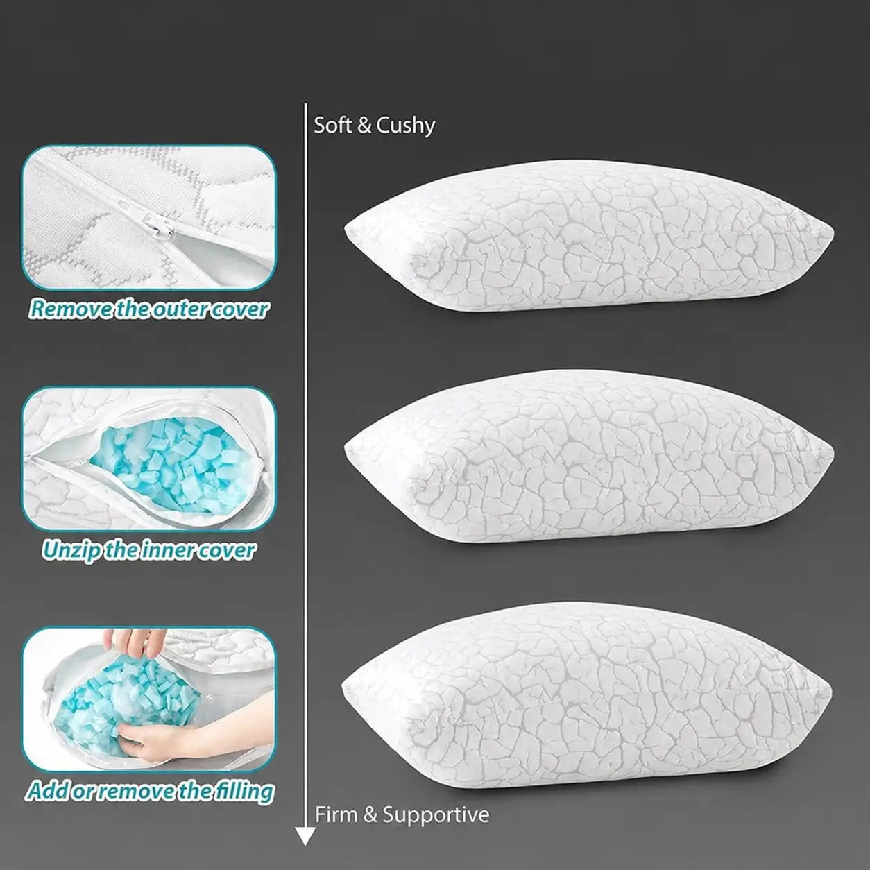 Cooling Adjustable Memory Foam Pillows - Hotel Inspired Comfort