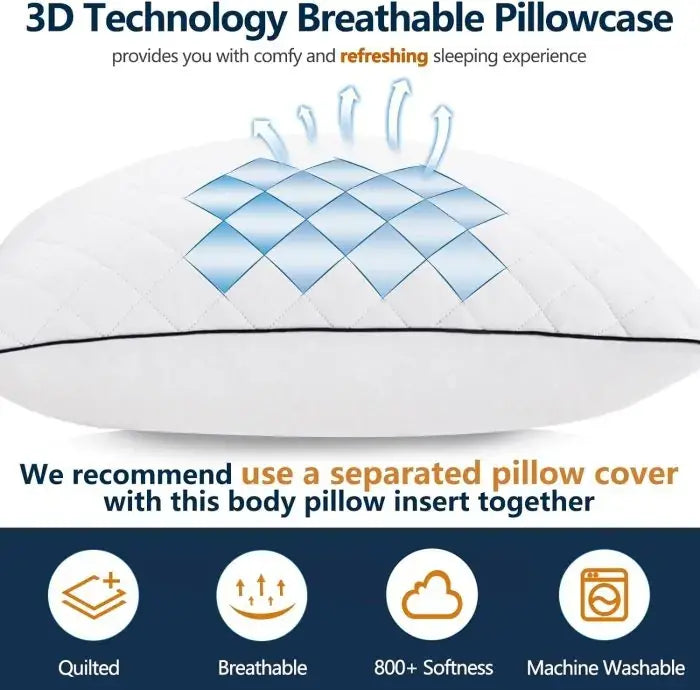 Cooling Memory Foam Body Pillows with Breathable Pillowcase