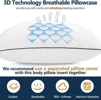 Cooling Memory Foam Body Pillows with Breathable Pillowcase