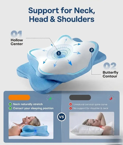 Ergonomic Contour Memory Foam Pillow for Neck Shoulder Support