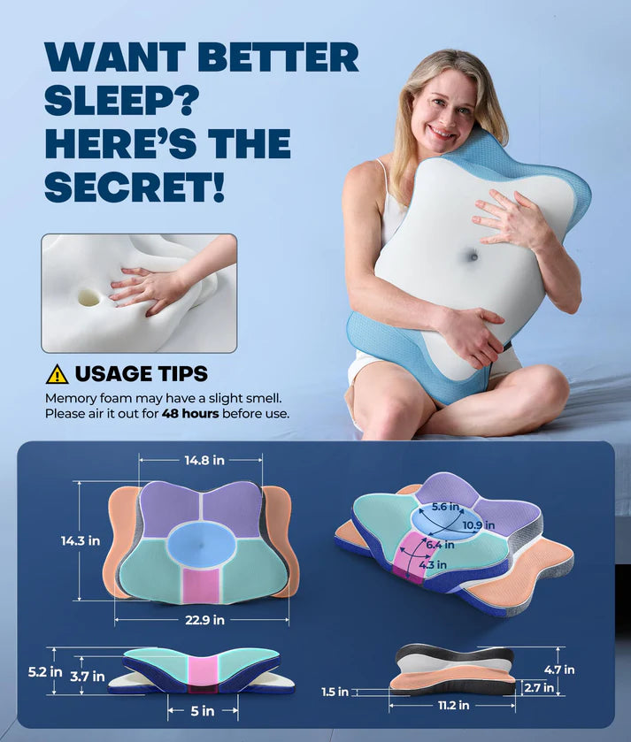 Ergonomic Contour Memory Foam Pillow for Neck Sleep Support