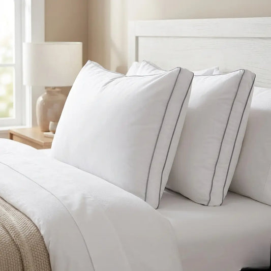 Gusseted Hotel Bed Pillows – Down Alternative For Side, Back & Stomach Sleepers (Set of 2)