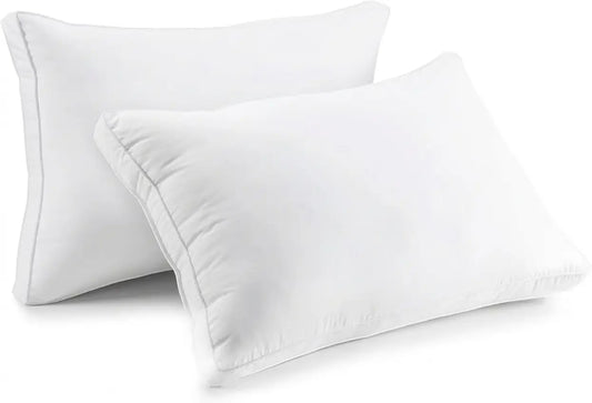 Gusseted Hotel Bed Pillows – Down Alternative For Side, Back & Stomach Sleepers (Queen Size, Set of 2)