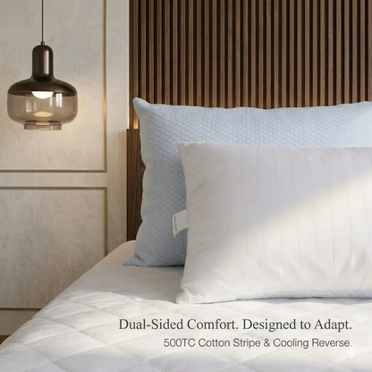 Hotel Quality Cooling Pillows Down Alternative (Pack of 2) 500 Thread Count Cotton Strip