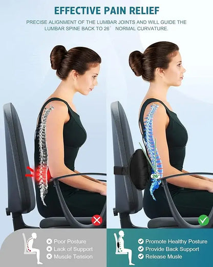 Inflatable Lumbar Support Pillow for Travel, Back Pain Relieve