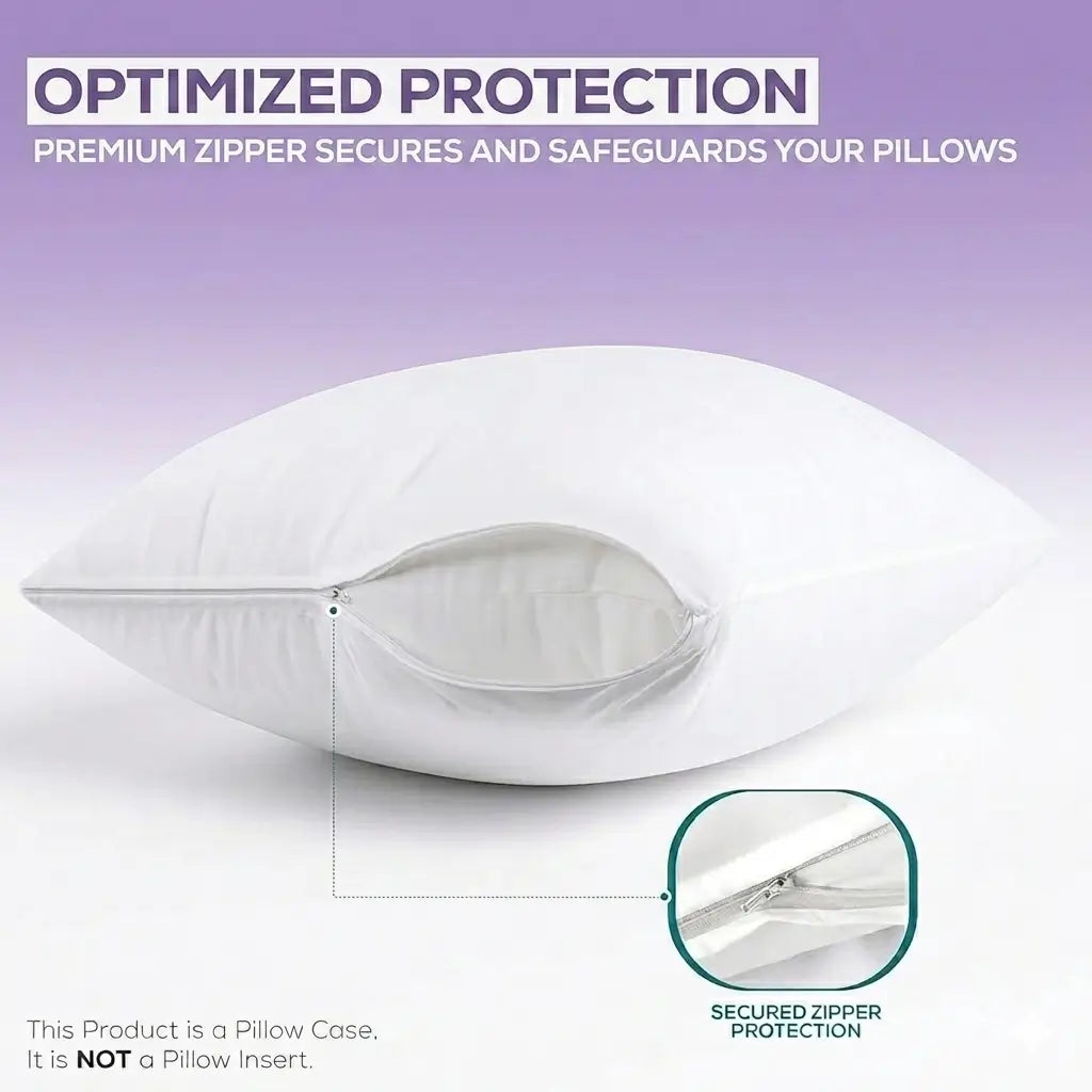 Waterproof Pillow Protector Zippered Encasement (Pack of 2)