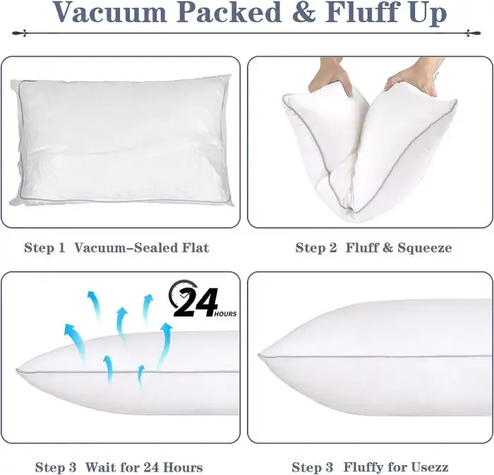 2 Pack Cooling Pillow for Side Back and Stomach Sleepers Down Alternative Filling Luxury Soft 6