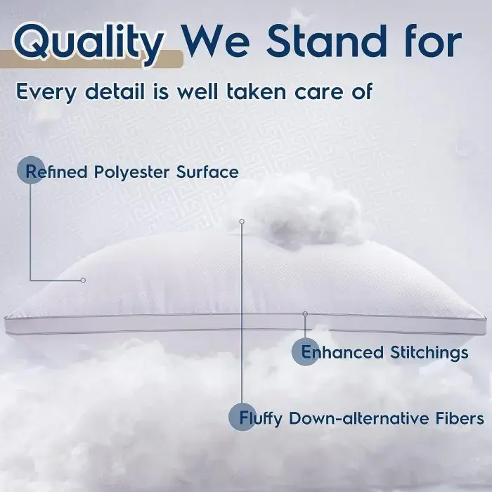 Bed Pillows for Sleeping, Queen Pillows 2 Pack for Back, Stomach or Side Sleepers, Fluffy Pillows for Bed with Down Alternative banner4