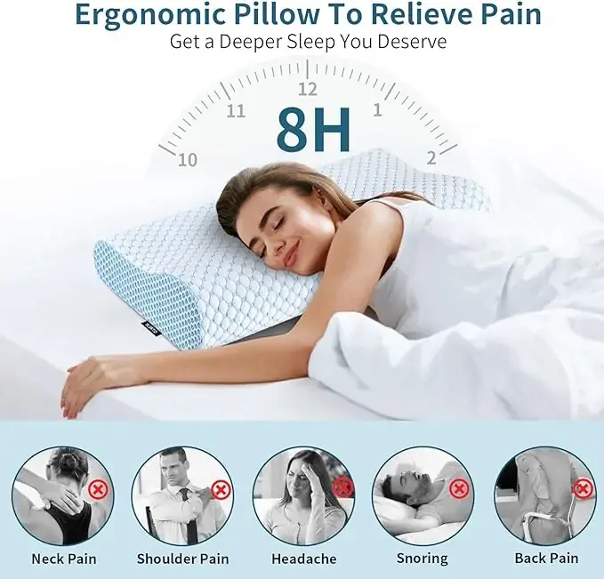 Cervical Pillow for Neck Pain Relief, Odorless Ergonomic Memory Foam Neck Support for All Sleepers banner 2