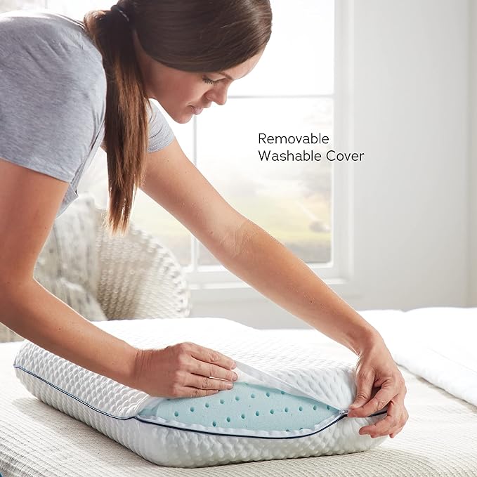 Gel Memory Foam Ventilated Cooling Pillow– Removable, Machine Washable Cover King Queen Size