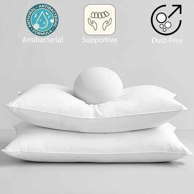 Goose Down Feather Pillows KingQueen Size Set of 2 Pack Hotel Collection Bed Pillow with Medium Firmness banner 5