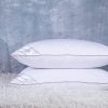 Goose Feathers Hotel Collection Down Pillows for Sleeping with Grey Piping King/Queen Size 1 Pack