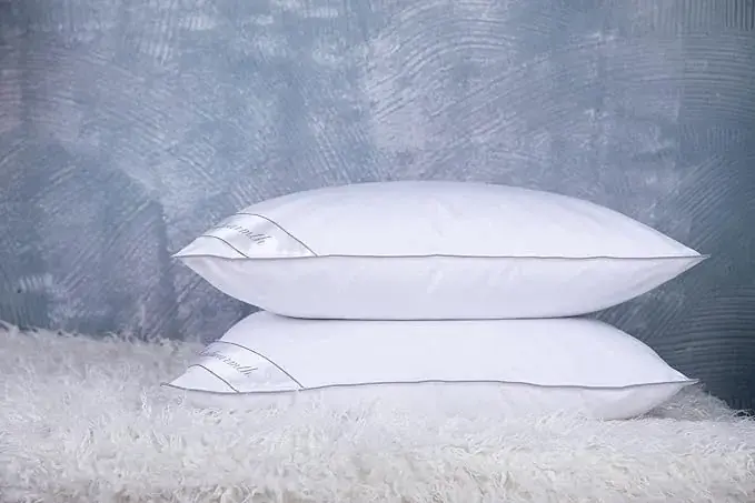 Goose Feathers Hotel Collection Down Pillows for Sleeping with Grey Piping King Queen Size 1 Pack banner 5