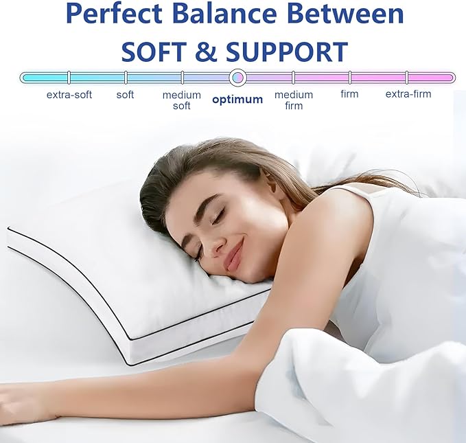 Luxury Soft, Fluffy and Supportive Down Alternative Premium 7D Hotel Quality Gusseted Pillows Set of 2