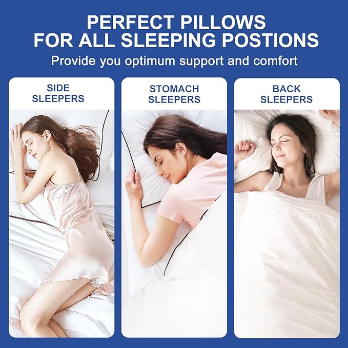 Luxury Soft, Fluffy and Supportive Down Alternative Premium 7D Hotel Quality Gusseted Pillows Set of 2