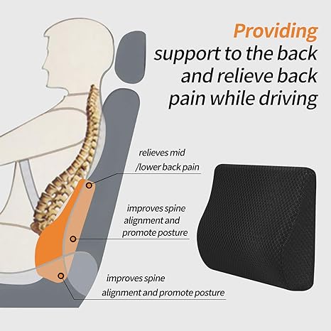 Mid Lower Back Lumbar Support Cushion Memory Foam Pillow for Car Seat