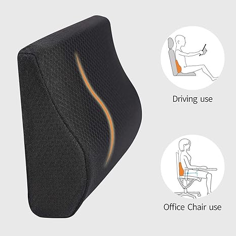 Mid Lower Back Lumbar Support Cushion Memory Foam Pillow for Car Seat