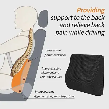 Mid Lower Back Lumbar Support Cushion Memory Foam Pillow for Car Seat banner4