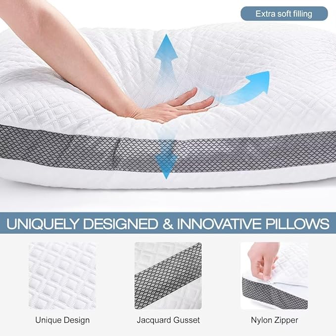 Shredded Memory Foam Pillows, King Queen Cooling Tencel Circular Knit Pillow, Adjustable for All Sleepers