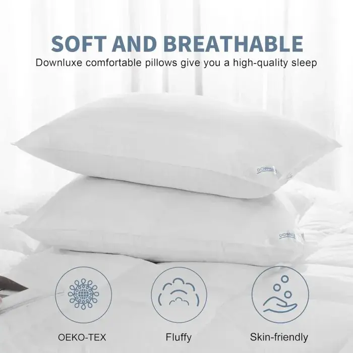 Set of 2 - Hotel Collection Soft Bed Pillows for Sleeping, Perfect for Side, Back and Stomach Sleepers