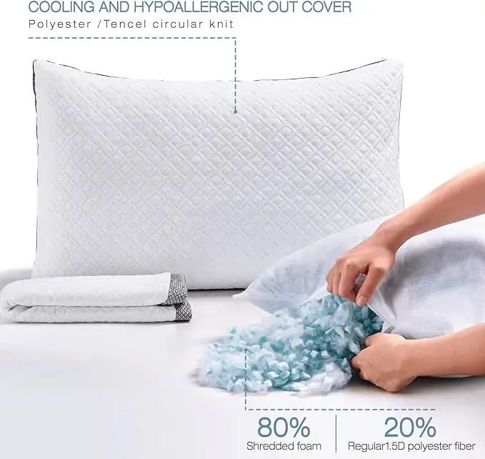 Shredded Memory Foam Cooling Tencel Circular Knit Pillow