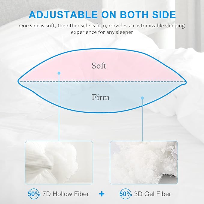 Super Soft Down Alternative Microfiber Filled Hotel Collection Pillows 2 Pack, For All Sleepers