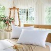 White Goose Feather Soft Bed Pillows King/Queen Size Set of 2- 100% Cotton, Medium Firm