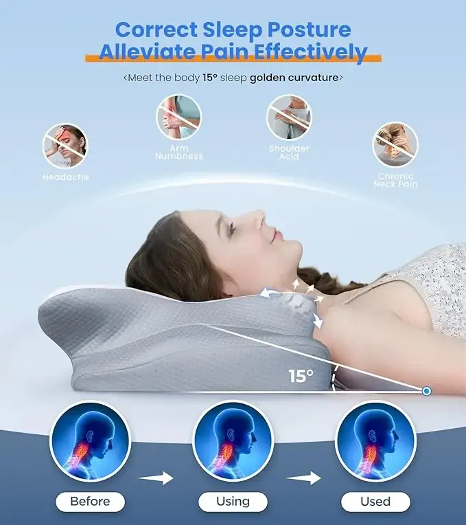 Ultra Pain Relief Cooling Pillow for Neck Support, Adjustable Cervical Odorless Ergonomic Memory Foam Pillows banner 3