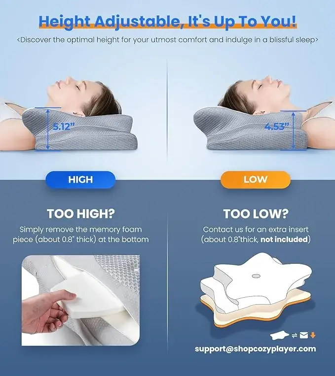 Ultra Pain Relief Cooling Pillow for Neck Support, Adjustable Cervical Odorless Ergonomic Memory Foam Pillows banner 4