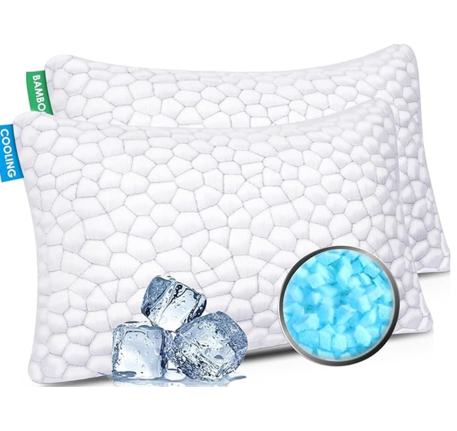 Cooling Luxury Gel Pillows Queen Size Set of 2 with Washable Removable Cover