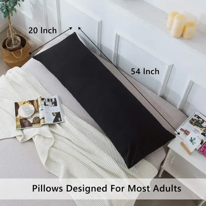 QUEEN Body Pillow with Pillowcase – Soft Long Bed Pillow for Adults , 20x54inches, Black banner4