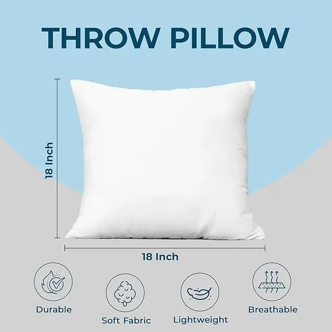 Throw Pillows Pack of 4, 18 x 18 Inches Pillows for Sofa, Bed and Couch Decorative Stuffer Pillows banner3